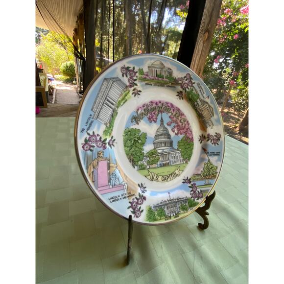 1980s US Capitol Washington DC Decor Souvenir Plate 7.5 inches Silberne Product - Picture 5 of 14